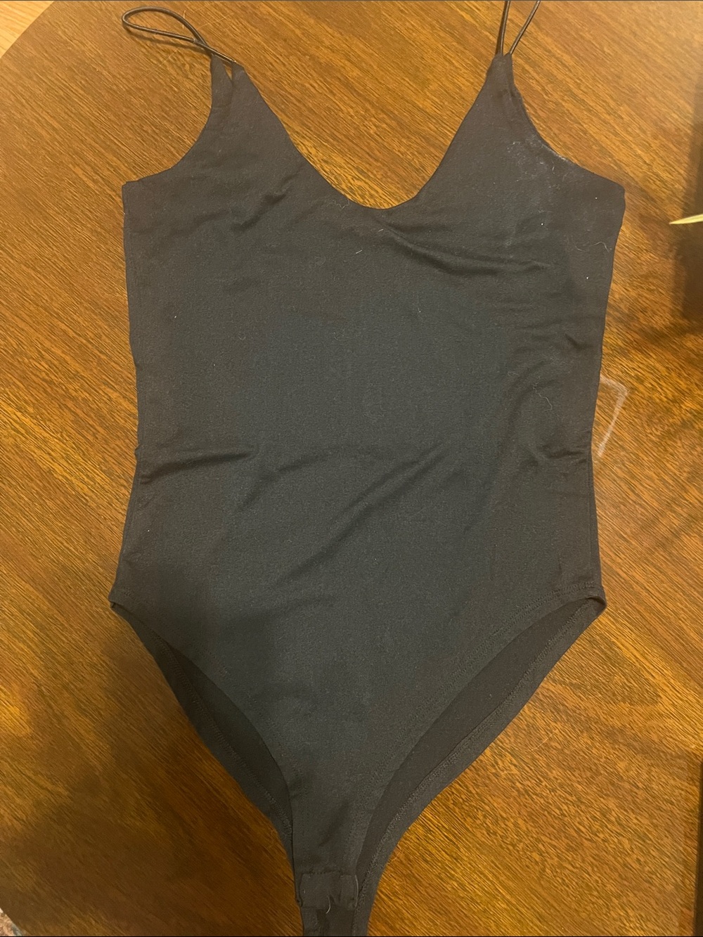 gaze Black Spaghetti-Strap V‑Neck Women's Bodysuit